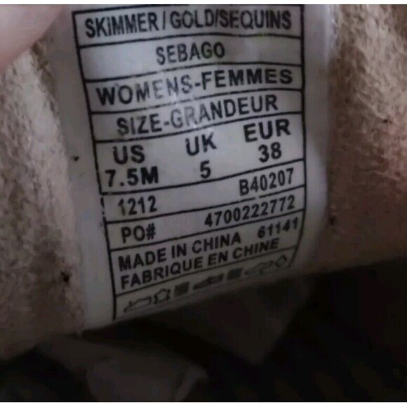 SEBAGO Gold METALLIC Leather Deck Boat Shoes Loafers Flat Womens Size 7.5 - Picture 10 of 11